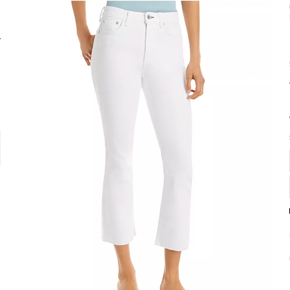 Rag & Bone.  Nina High Rise Ankle Flare Cropped Jeans in White